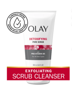 Olay Face Wash, Regenerist Detoxifying Pore Scrub Facial Cleanser, Face Scrub for All Skin Types, 5.0 fl oz