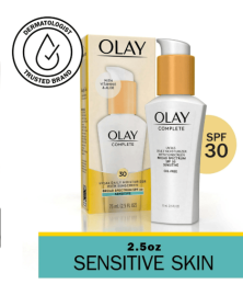 Olay Complete Daily Facial Moisturizer for Sensitive Skin, SPF 30, 2.5 fl oz